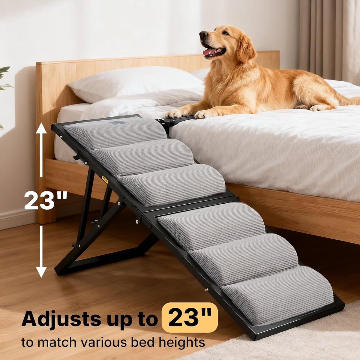 Veehoo Foldable Dog Ramp for Bed Couch Large Dogs - Gray / up to 23"H-for high bed - image 4