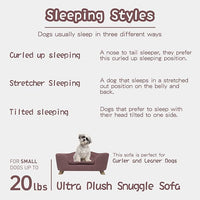 SHAVI Pet Sofa Dog Couch for Small Pet Dog and Cats, Low Back Lounging Bed with Velvet Modern Cat Couch Easy-to-Clean(Pink)