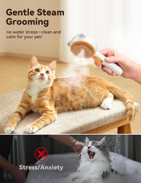 Cat Steam Brush, Brushes for Indoor Cats with Release Button - Orange - image 2