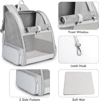 Cat Backpack Carrier, Small Dog Carrier Backpack with Fully Ventilated Mesh, Kitten Wand Feather - Grey - image 2