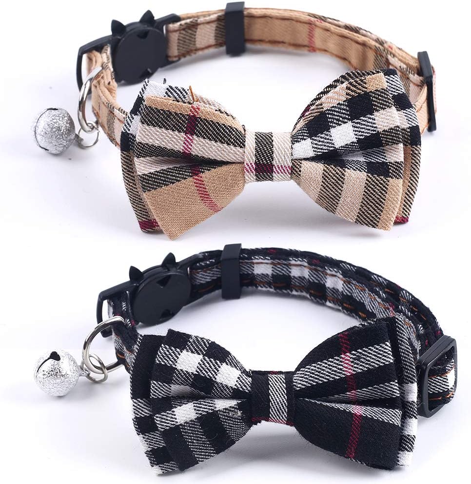 SuperBuddy Cat Collars Breakaway with Cute Bow Bell - brown+black