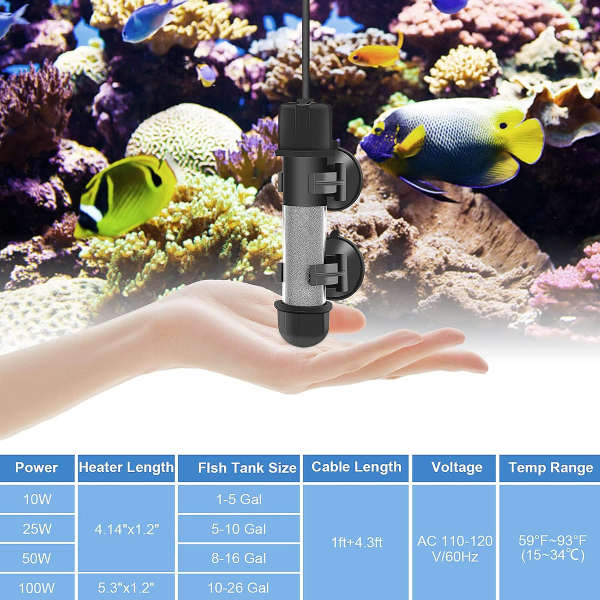hygger Small Aquarium Betta Heater - 100W - image 4