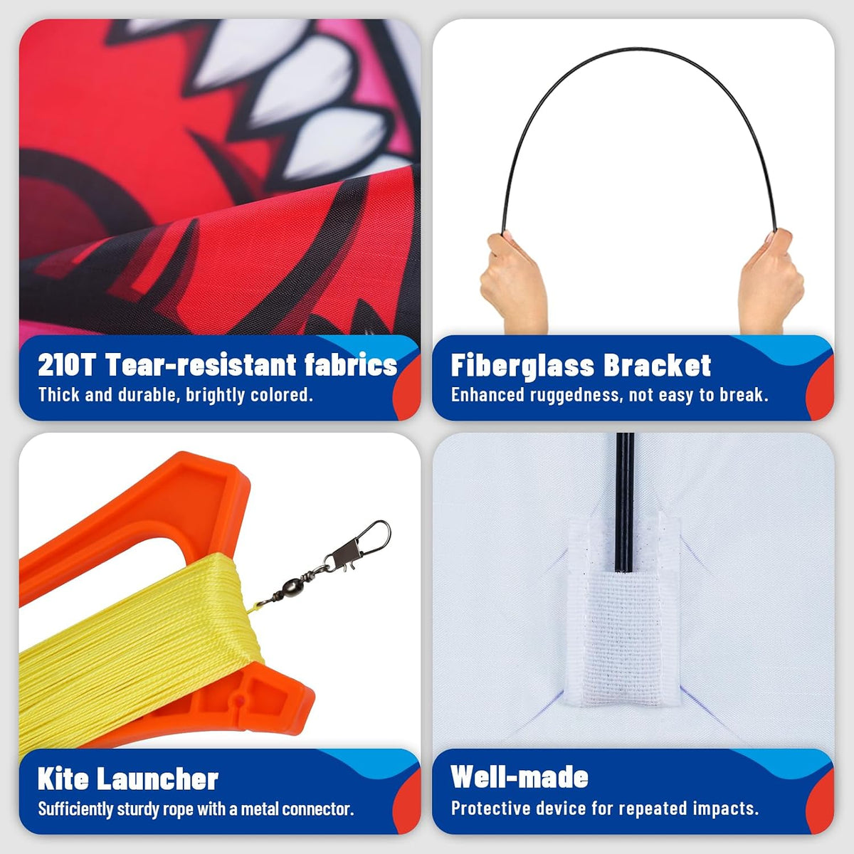 SGftre Complete Kite with Handle, Line & Accessories - 1 / Flag shark - image 4
