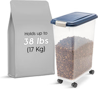 IRIS USA Airtight Pet Food Storage Rolling Container - 38 lbs / Navy - image 4