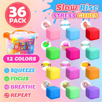 VISCOO 12 Pack Slow Rising Stress Cube - 1.4 in 36 Packs - 12 Colors - image 4