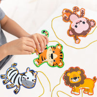 Pajean 10 Pcs Kids Lacing Cards Double Sided Animal Sewing Cards Kits - Jungle Style - image 4