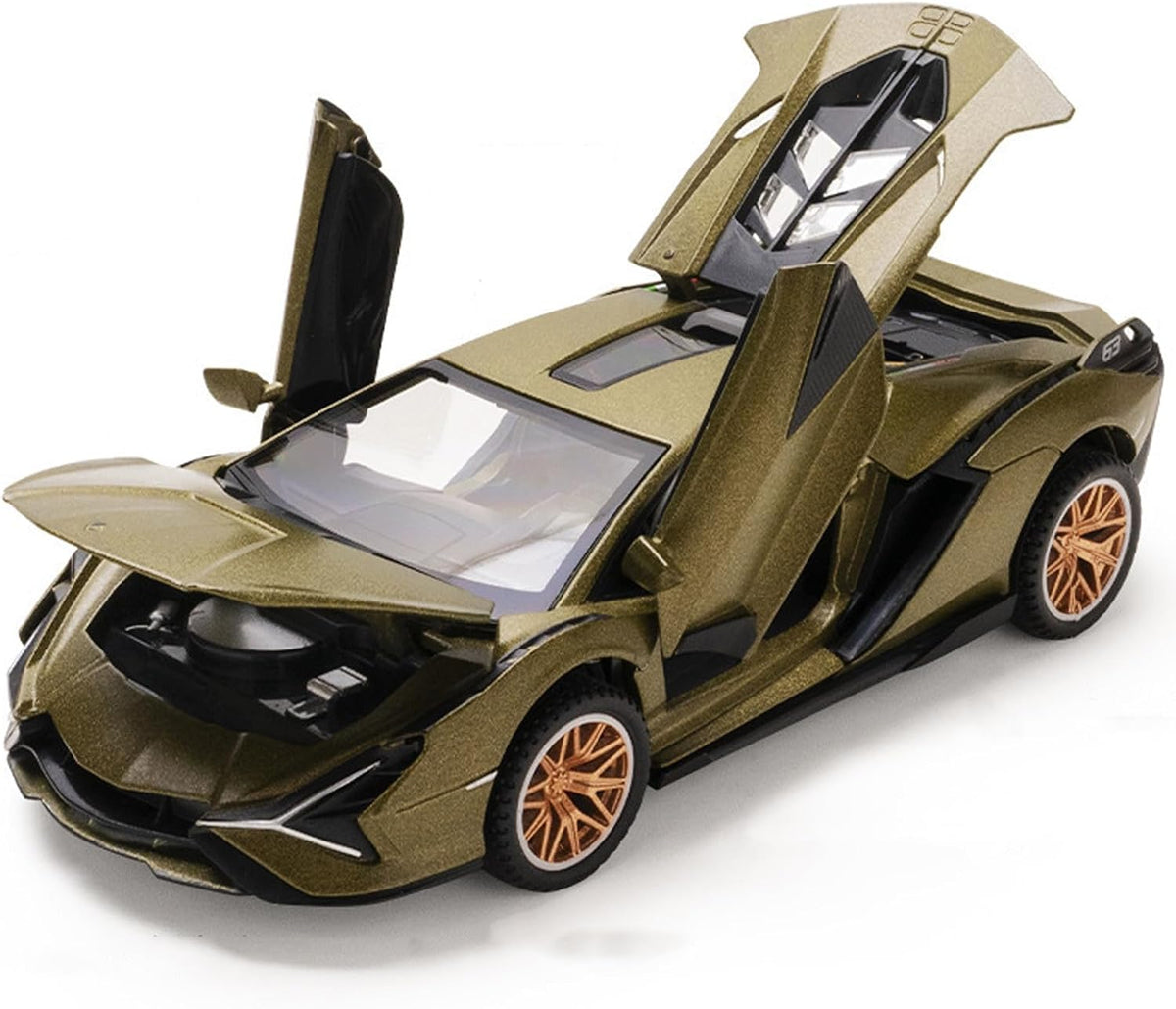 Lambo Toy Car Sian FKP3 Die-Cast Car Model with Lights and Sound Pull - Green