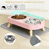 Elevated Cat Bowls with Food Mat - Pink - image 3