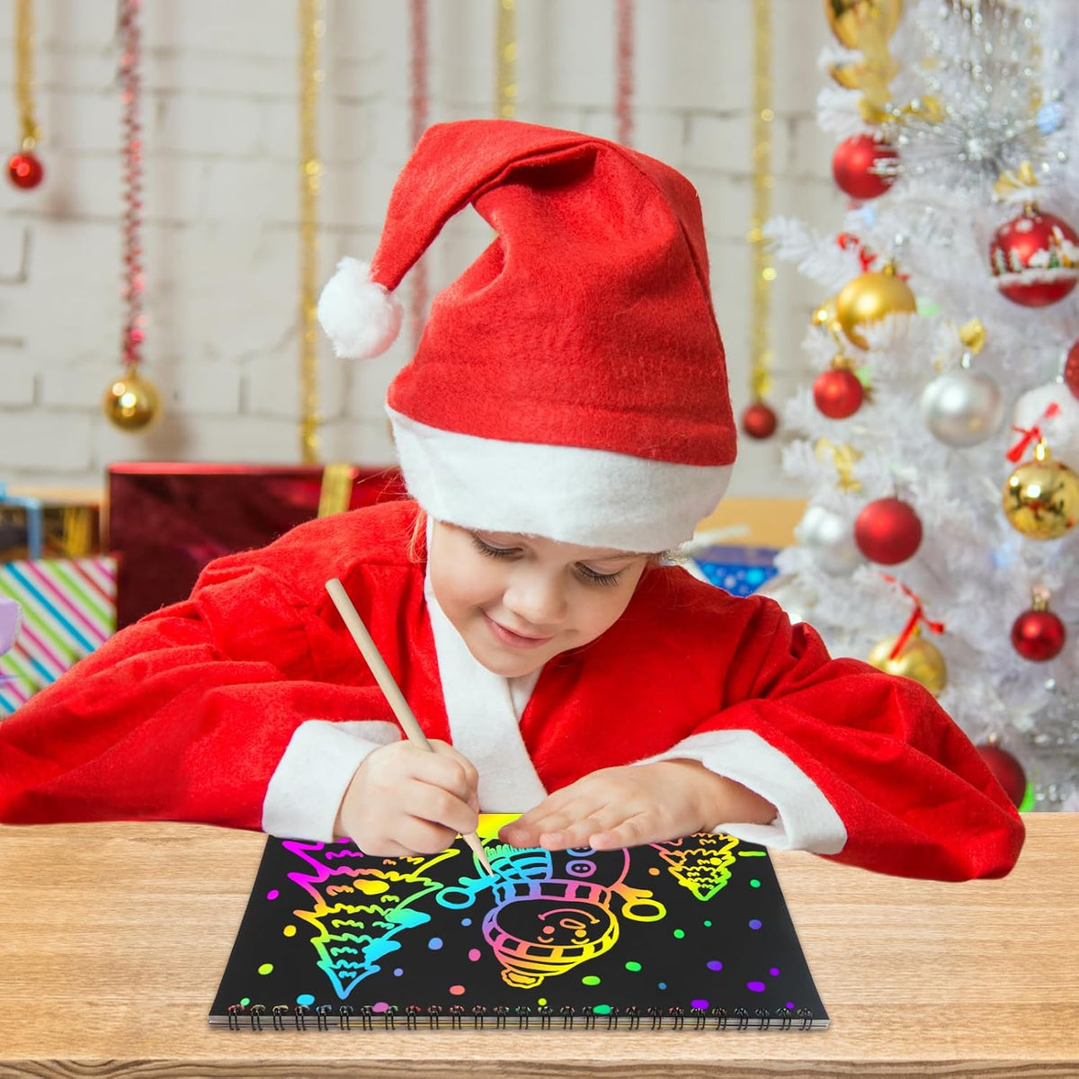 ZMLM Scratch Paper Art-Crafts Gift: 2 Pack Rainbow Notebooks Supplies - Red - image 4