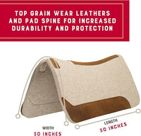 Weaver Equine 30" x 30" Contoured Wool Blend Felt Horse Saddle Pad, Shock Absorbing Western Saddle Pad for Protection, Durable Equine Supplies, Tan