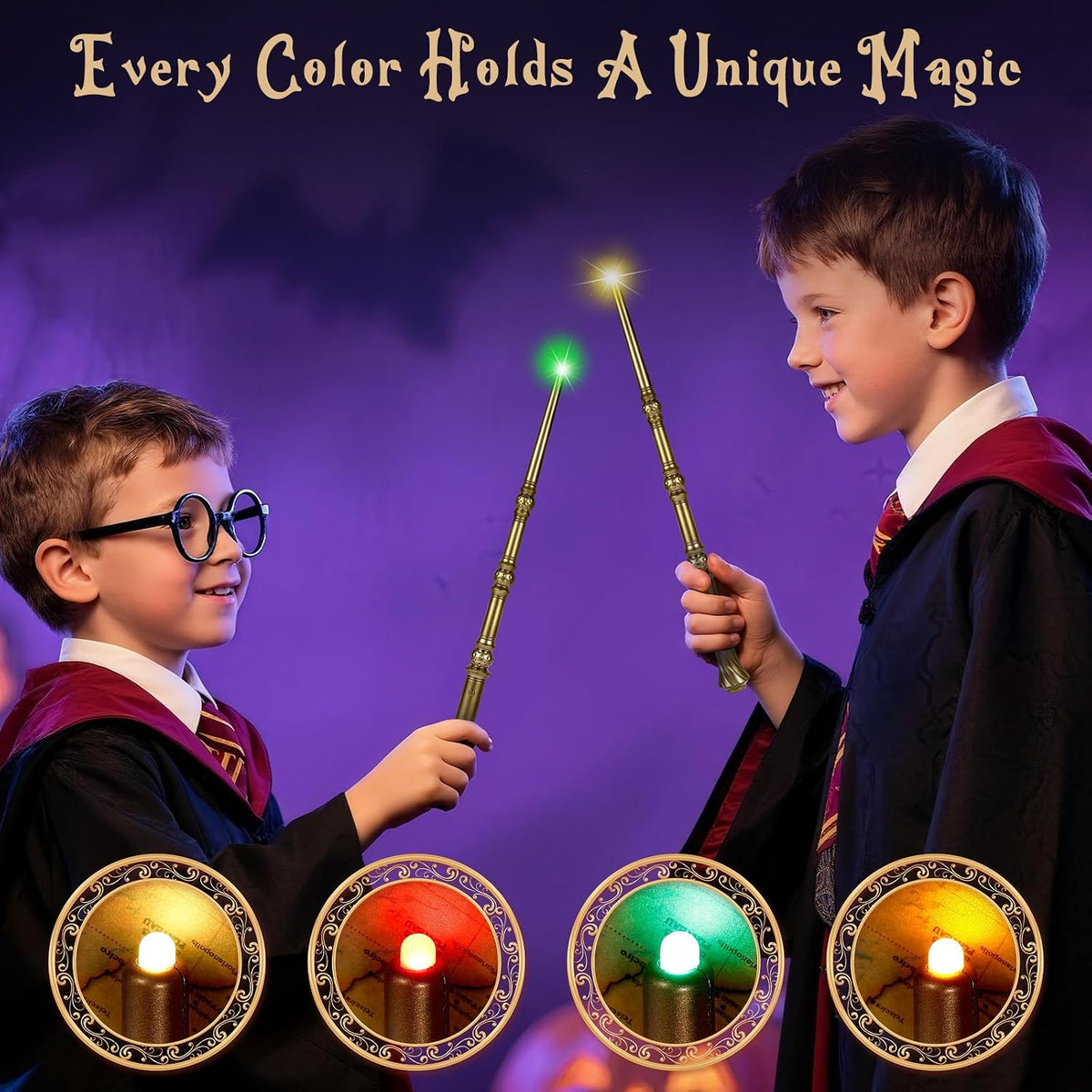 KingVows Light Up Magic Wizard Wand with 4 Color Lights & Sound - Golden - image 4