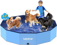 VISTOP Extra Large Foldable Dog Pool XXL - XXL- 67" x 12" / Blue