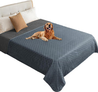 Waterproof Dog Blanket, Soft Reversible Throw for Couch & Bed Protection – Essentials for Dogs - Blue+grey / 82x82 Inch (Pack of 1)