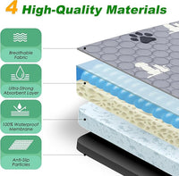 Washable Pee Pads for Dogs, 4 Pack Absorbent Reusable Training Dog Pads Pet Puppy Pads, Non-Slip Potty Pads for Whelping, Playpen, Crate, Bed, Grey 18"x24"