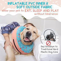 Supet Inflatable Dog Cone Collar for Large Medium Small Dogs, Soft Cone Collar for Dogs Cats, ECollar Doggie Neck Donut Dog Cone Alternative After Surgery