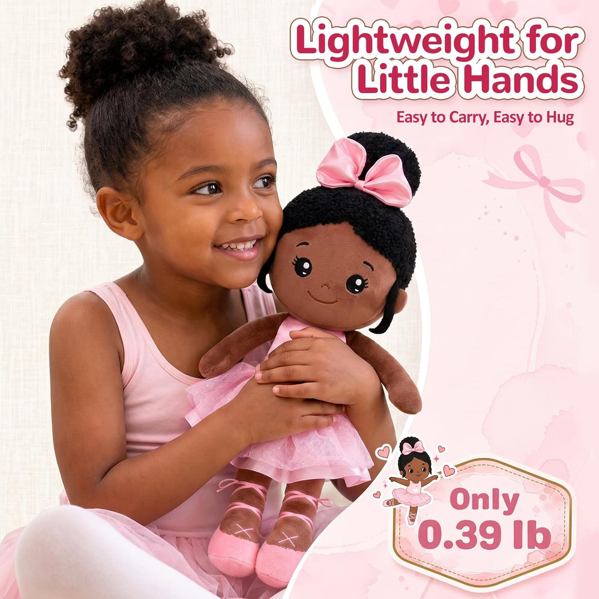 OUOZZZ Soft Baby Doll 12.6" Yellow Bee Dress Snuggle Buddy Doll – Fun for Kids & Family - E-nevaeh02 Pink Ballerina - image 2