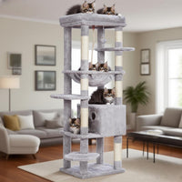Heybly Cat Tree, 76-Inch Tall Heavy Duty Cat Tower for Big Cats HCT039G – Essentials for Cats - Light Gray / 60 inch - image 2