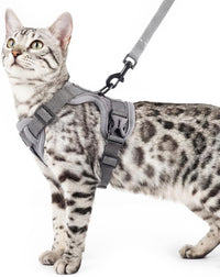 Cat Harness and Leash Set, Escape Proof Cat Vest, XL - Grey / Small
