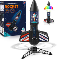Rocket Launcher for Kids - Self-Launching 200 ft Motorized Outdoor Electric Play Toy, High Flying - Blue