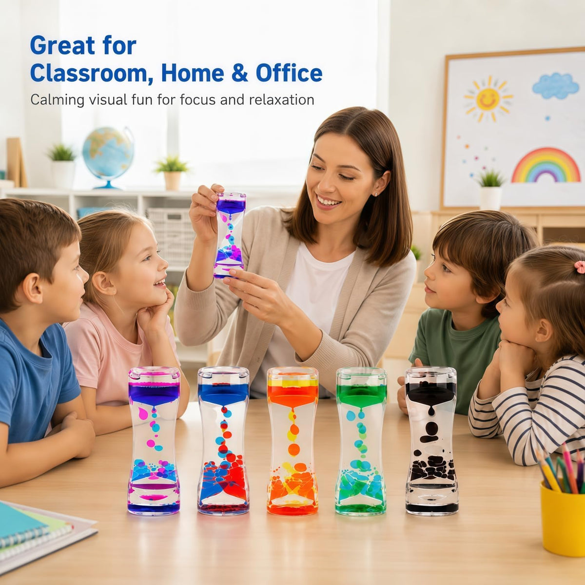 Oneshow 3 Pack Liquid Motion Bubbler Oil Hourglass Sensory Toys - 5 Colors 5 Pack - image 2