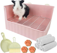 Large Rabbit Litter Box Bunny Potty Training Corner Litter Pan Comes - Pink