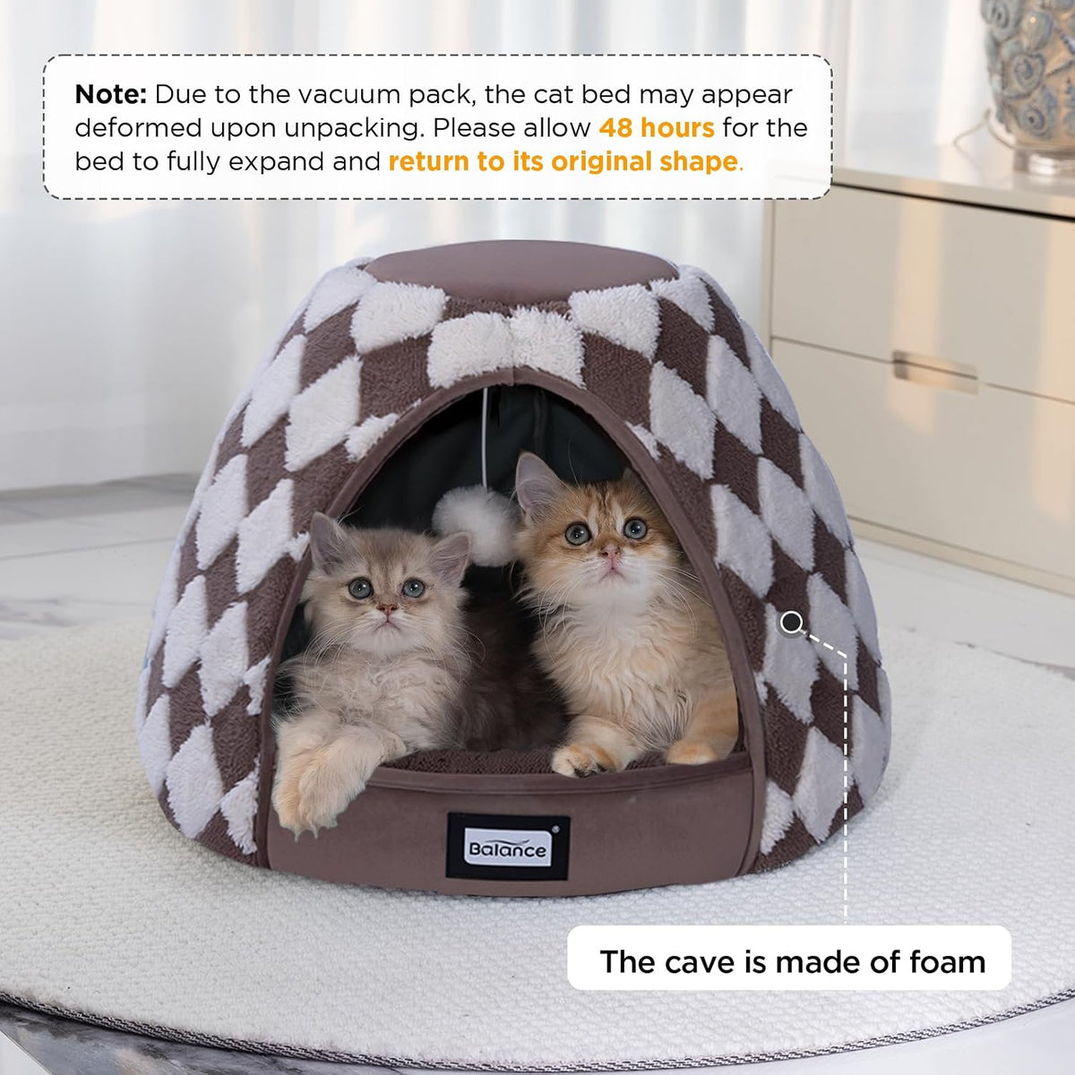 BALANCE Cat Beds for Indoor Cats - 19"L x 19"W x 16"Th / Dark Brown - image 2