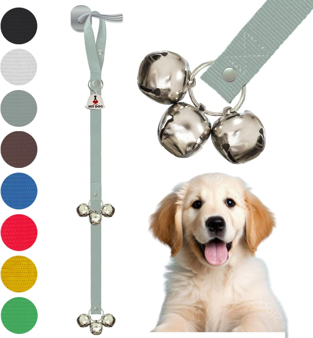 Caldwell's Pet Supply Co. Dog Potty Bells, Dog Door Bell - One Potty Bell / Grey