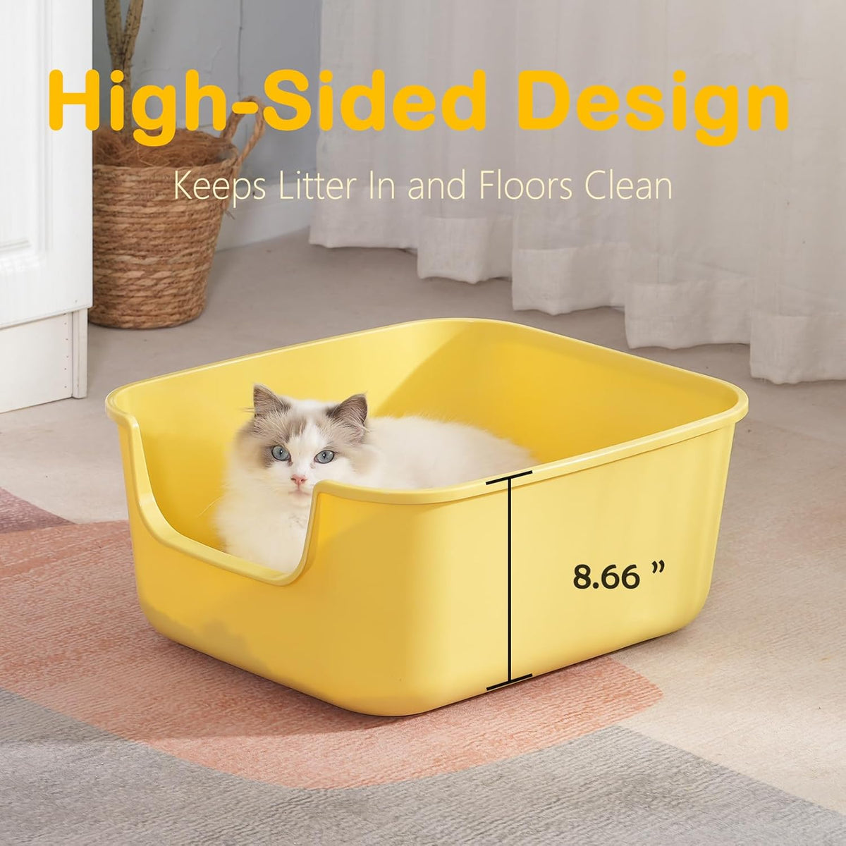 Large Cat Litter Box with High Sides, Cat Boxes for Indoor Cats - Grey - image 3