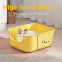 Large Cat Litter Box with High Sides,Cat Boxes for Indoor Cats,Cat Litter Pan for Kitty,Litter Box with Low Entry,Easy to Clean,Anti-Splashing (Grey)