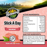 Stick a Day | Specially Formulated 7-in-1 Functions Daily Real Meat Supplement for Cats | Cat Chew Stick & Pet Vitamins Supplements Combination (7-Pack x 4, Salmon)