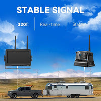eRapta Magnetic Wireless Backup Camera Kit with HD1080P 7” DVR Monitor, Dual RV/Trailer/Truck/Tractor Cameras Wireless System, No Wiring, 9600mAh Rechargeable Battery, IR Night Vision-ACT702