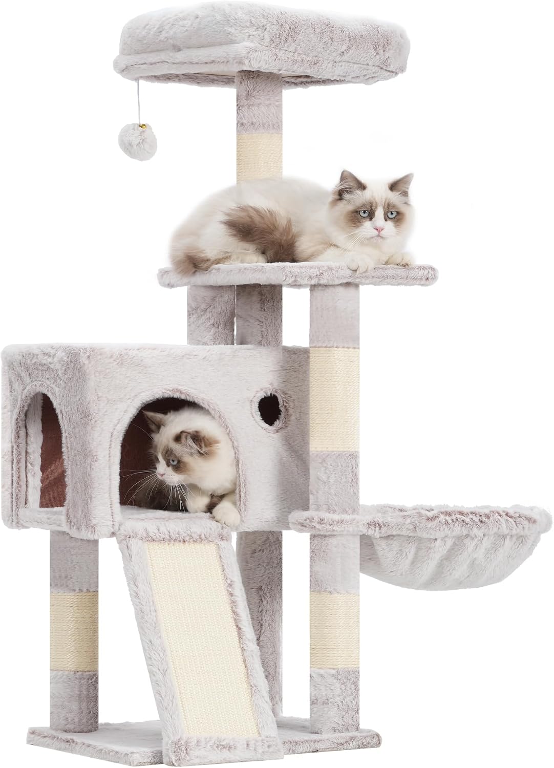 Cat Tree Tower 42'' with Condo, Indoor Scratching Post GCT005SG – Essentials for Cats - Muchroom / 42 inch