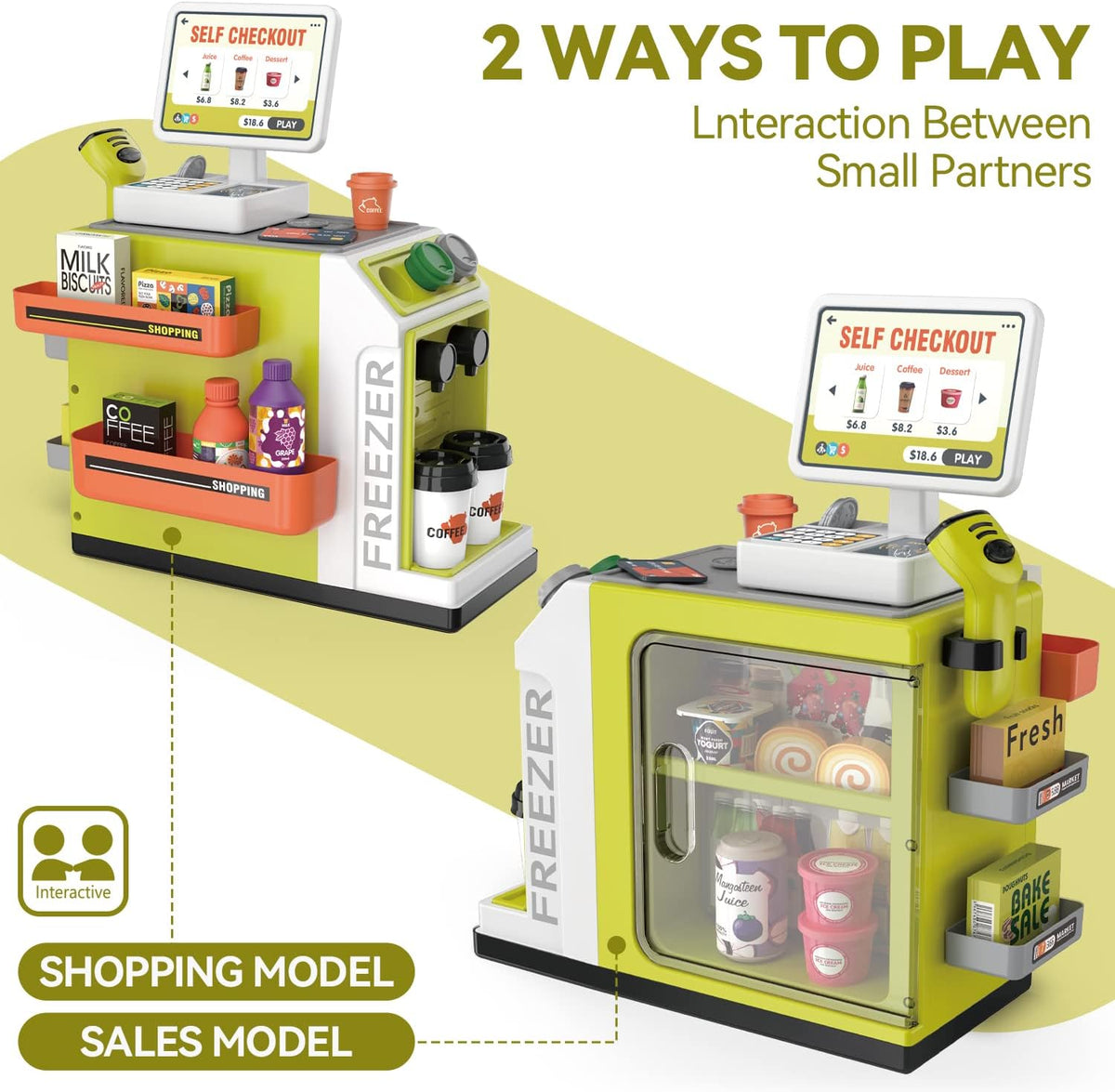 Kids Cash Register Playset, Calculator, Scanner, Ages 3+ - Green - image 2