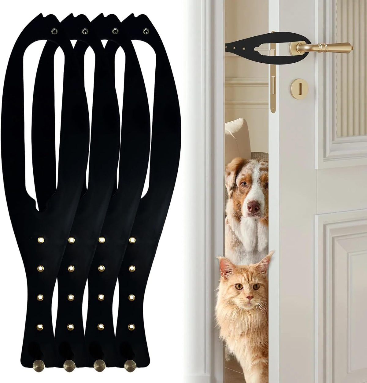 TGIOW Cat Door Latch, Cat Door Stopper Keep Open 2.5-6", White - 4pcs-black