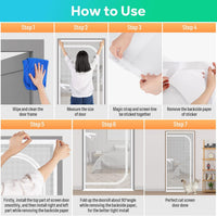 Reinforced Thickened Cat Screen Door - White / Left-u Shape, Fits Door Size up to 34''x 80'' - image 4