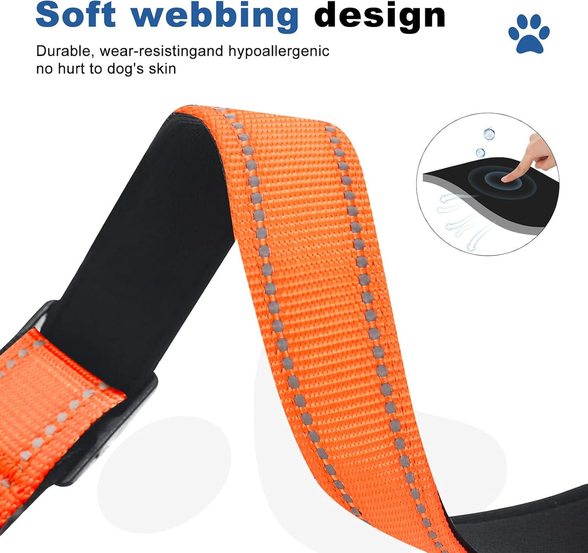 Reflective Martingale Dog Collars. Dog Collar with Quick Release - M:1" Wide for 14.5"-19.5" Neck / Orange - image 3