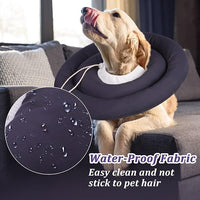 IDOMIK Dog Recovery Collar, Waterproof Soft Dog Cone After Surgery, Comfy Protective Elizabethan Collar Alternative for Dogs Cats, Adjustable Pet Neck Donut Cone Anti-Licking Biting Wounds,Grey,S