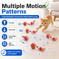 Interactive Cat Toys Smart Ball for Cats & Dogs! Now with 2 Rapid - Red-Green - image 2