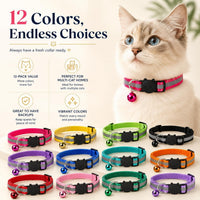 12-Pack Reflective Cat Collar Breakaway with Safety Elastic Band - image 2