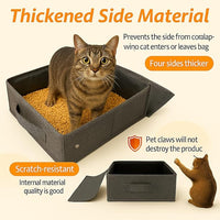 Portable Travel Litter Box for Cats, Small Foldable Travel Cat Litter Box with Zipped Lid, No Smell, Waterproof, Leak-Proof, for Car Hotel and Outdoor, Grey