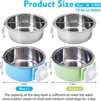 2PCS Stainless Steel Dog Bowls Set Removable Puppy Food and Water - 2 PCS / Size: M (Blue, Green) - image 2