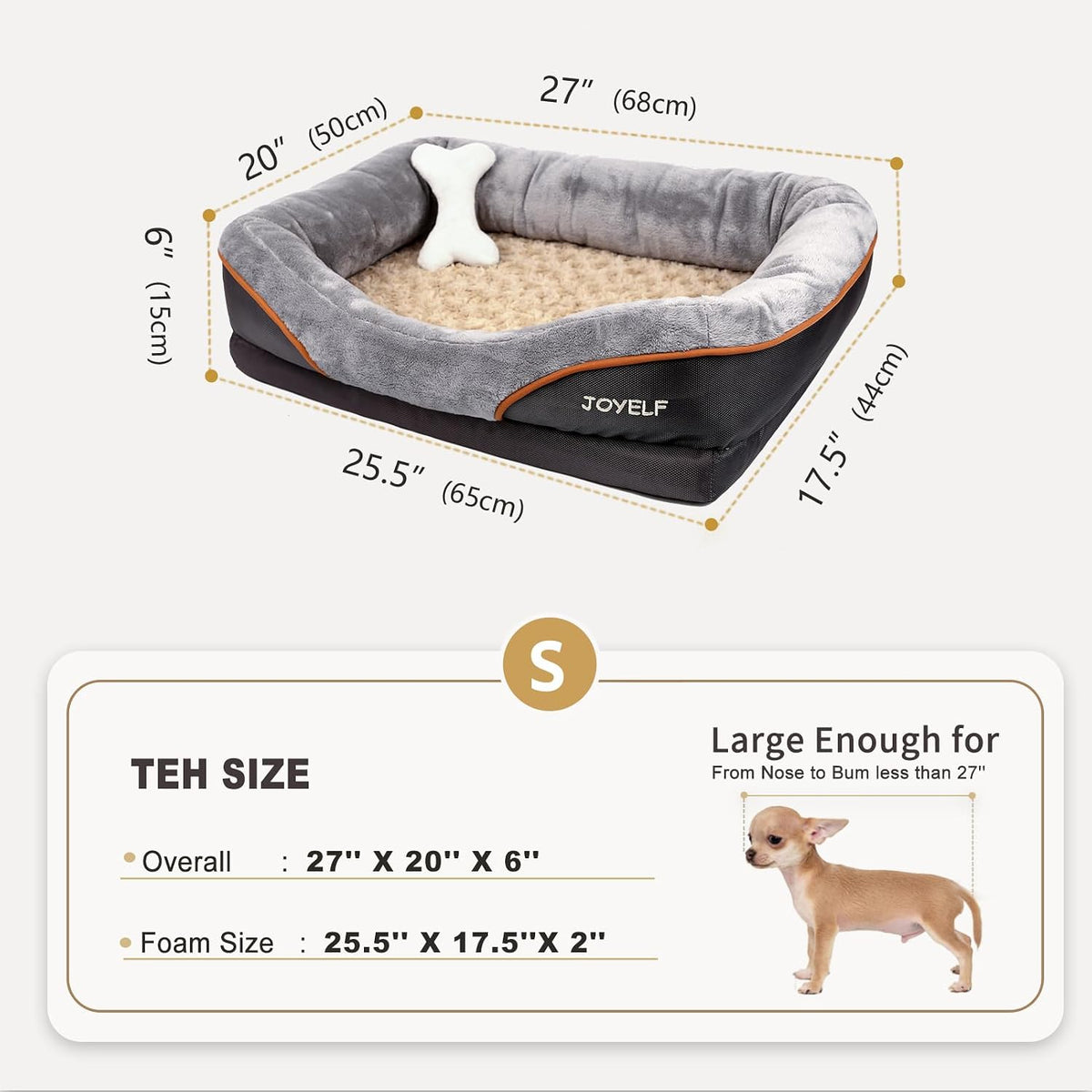 Medium Memory Foam Dog Bed Orthopedic Dog Bed & Sofa with Removable - Small-27"x20" - image 2