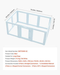 VEVOR Clear Acrylic Dog Playpen Indoor, 76x49x30 in Plastic Pet Playen for Large Sized Dogs, Easy Assemble Waterproof Puppy Playpen, Easy to Clean, Durable Indoor Pet Dogs Cats Fence Kit