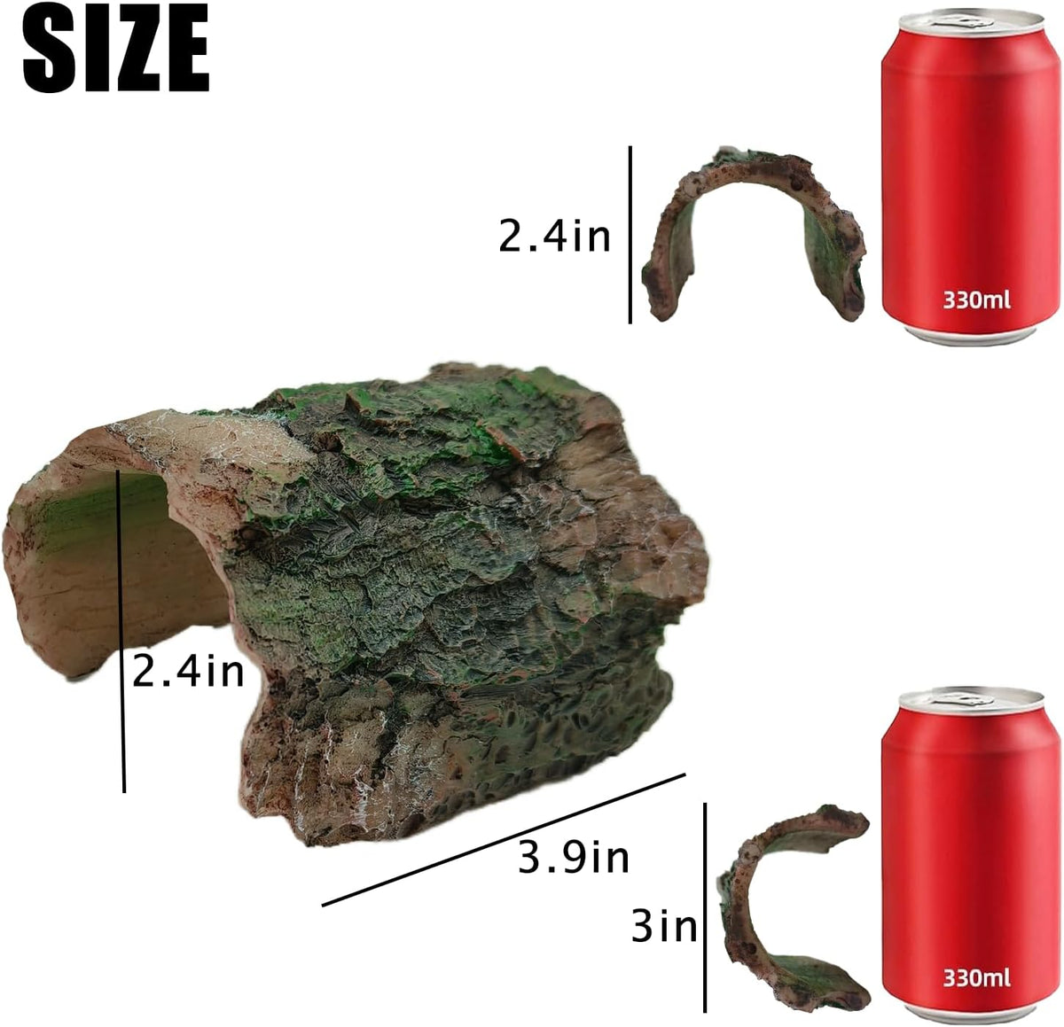 2 Pack Small Betta Log Resin Hollow Tree Trunk Ornament - Medium - image 3