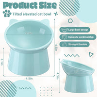 Zhehao 2 Pcs Elevated Cat Bowl Set, Tilted 15° - Cat Ears / Light Green - image 2