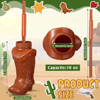 Hoolerry 12 Pcs Cowboy Boot Cups with Lids and Straws - Brown / 12 - image 2