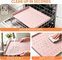 Silicone Pet Feeding Mat, Dog Cat Food Water Bowl Mat - Pink / 18.5"L x 11.5"W - image 3