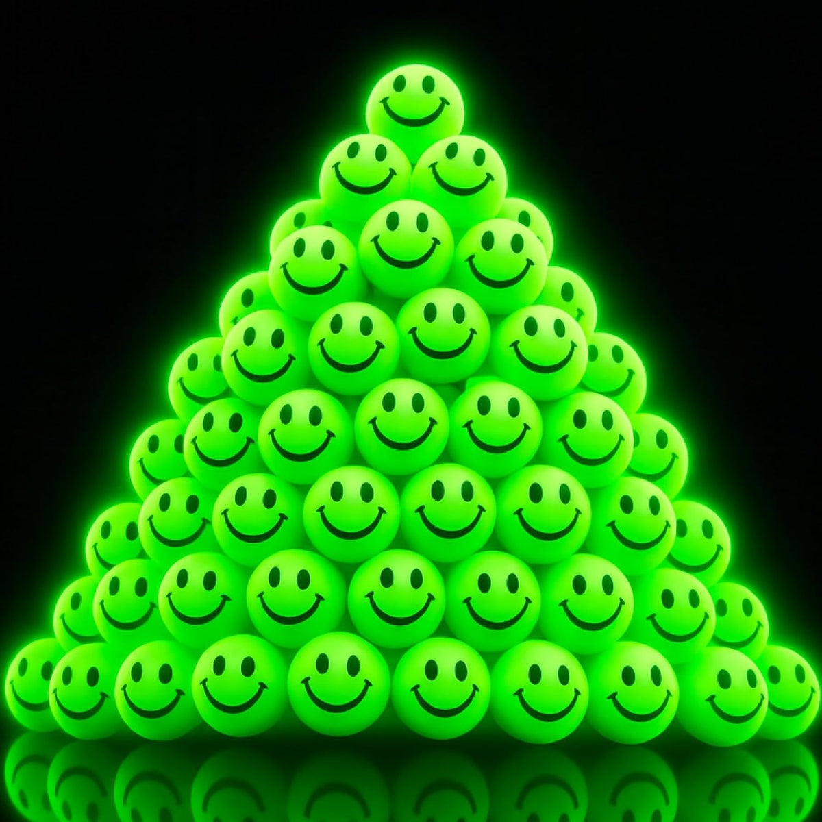 ArtCreativity Glow in the Dark Orange Smiley Face Bouncing Balls - Green