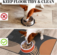 Dog Food Mats for Floors, Absorbent Dog Bowl Mat for Food and Water Dispenser Mat, Quick Dry Cat - Boho Black / M(16"×24") - image 3