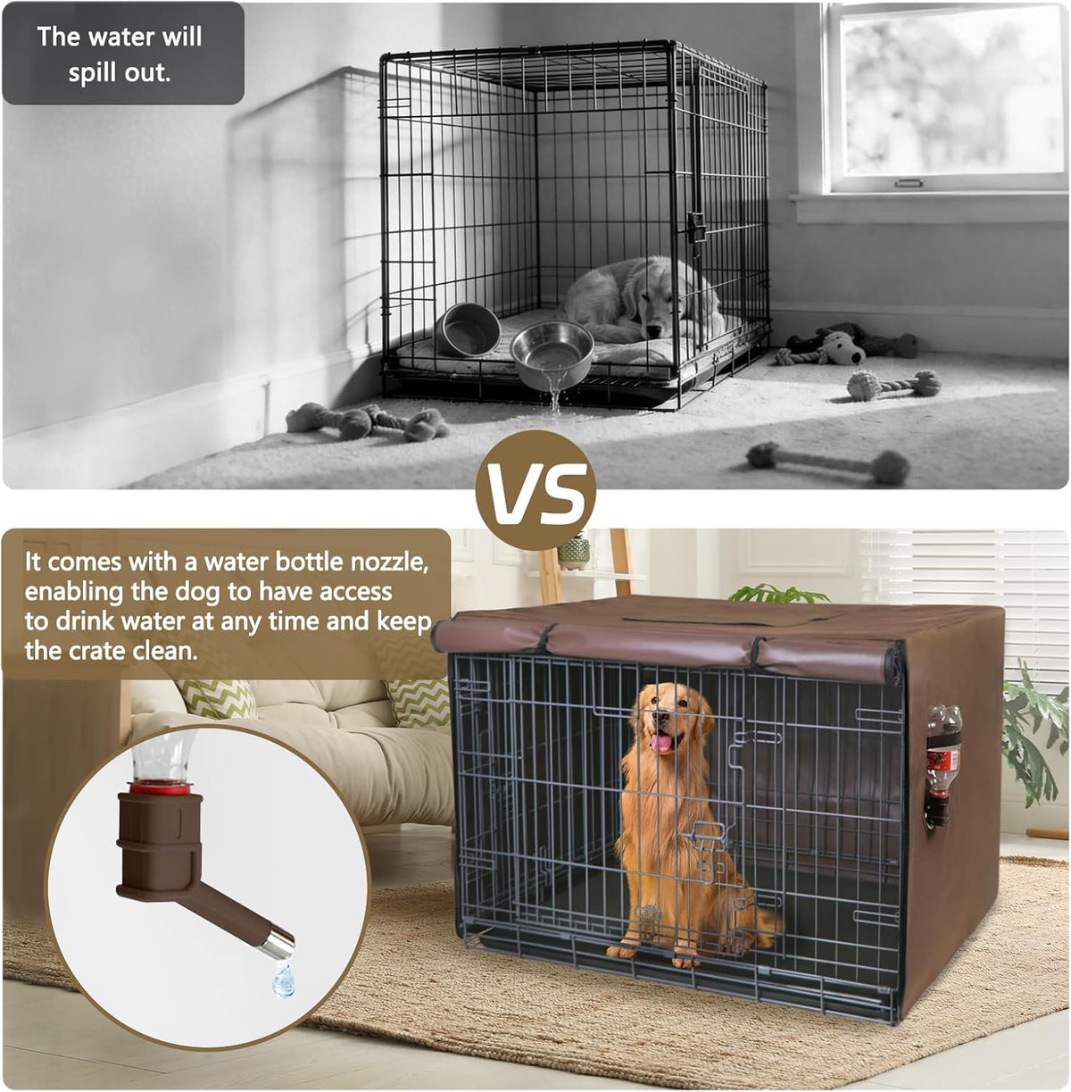 Dog Crate Cover Heavy Duty Oxford Fabric for 36-Inch Wire Crates – Essentials for Dogs - Brown / 42.0"L x 28.0"W x 30.0"H - image 2